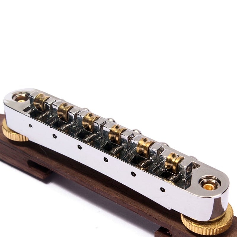 ULTNICE Archtop Jazz Guitar Bridge with Gold Roller Saddles Rosewood B-23 - Image 2